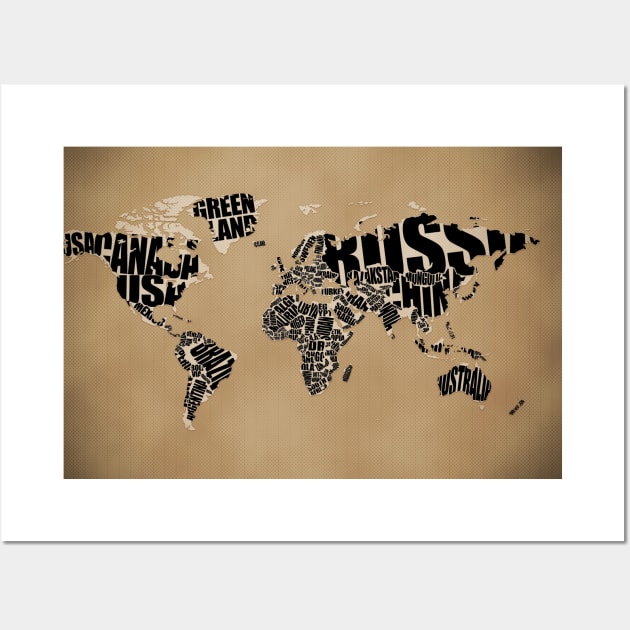 Typographic World Map Wall Art by vladstudio